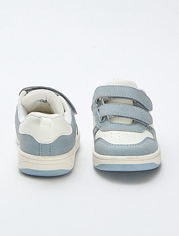 Imitatieleren sneakers met 2 riempjes met klittenband