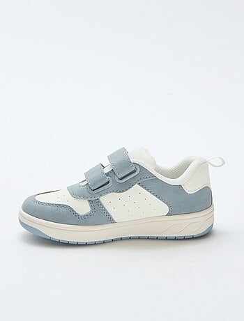 Imitatieleren sneakers met 2 riempjes met klittenband