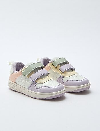 Imitatieleren sneakers met 2 riempjes met klittenband