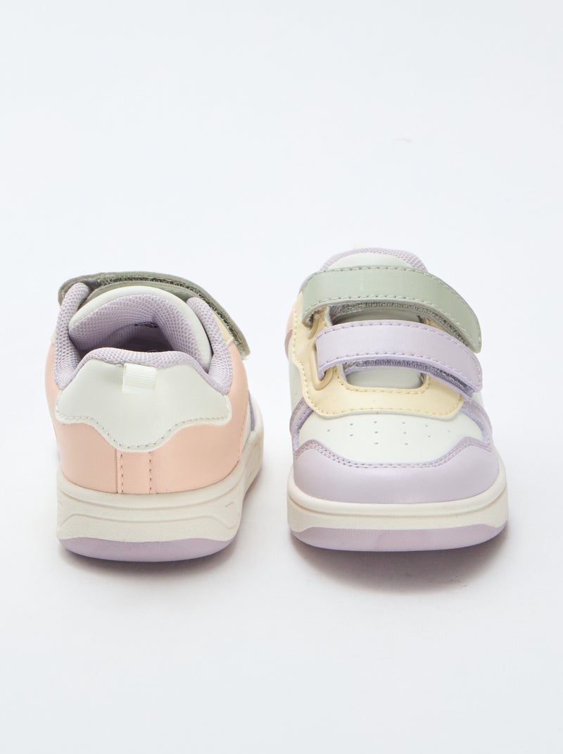 Imitatieleren sneakers met 2 riempjes met klittenband Rose - Kiabi