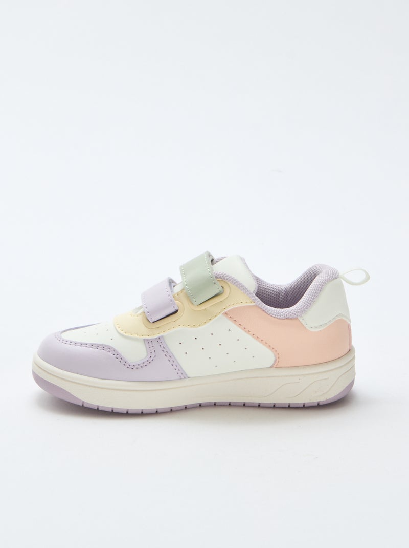 Imitatieleren sneakers met 2 riempjes met klittenband Rose - Kiabi