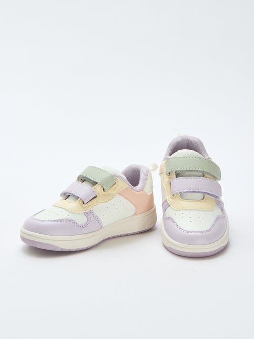 Imitatieleren sneakers met 2 riempjes met klittenband - Kiabi