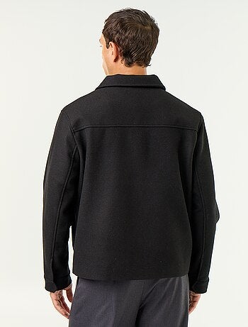 Imitatiewollen jas met overhemdkraag