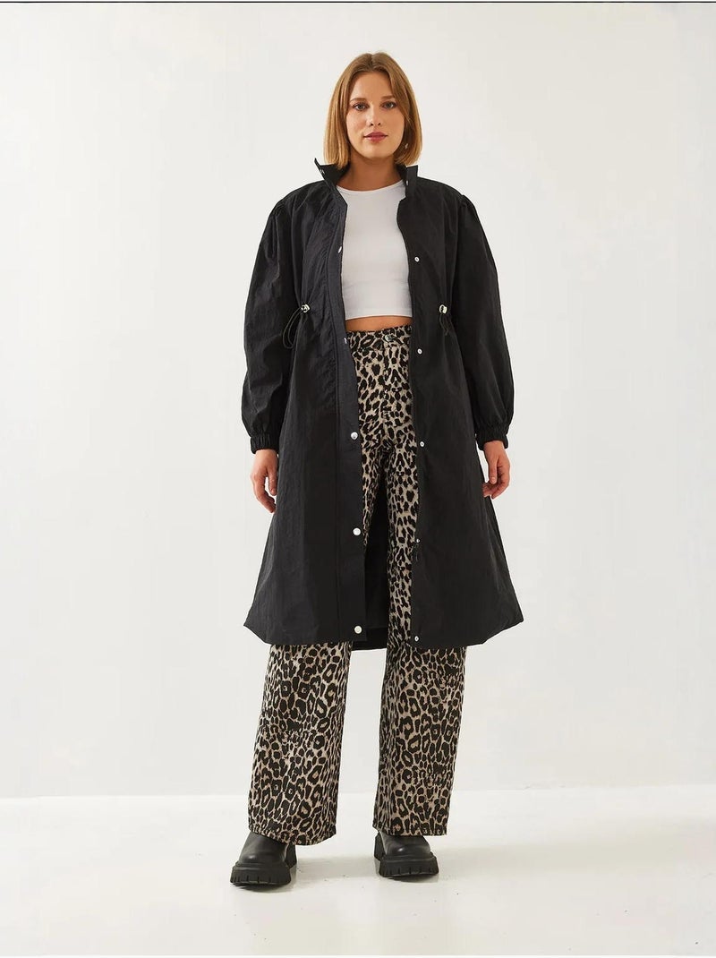 Imperméable long à taille élastique lucci Noir - Kiabi