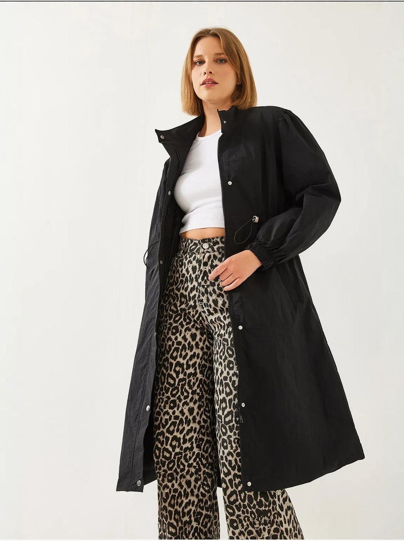 Imperméable long à taille élastique lucci Noir - Kiabi