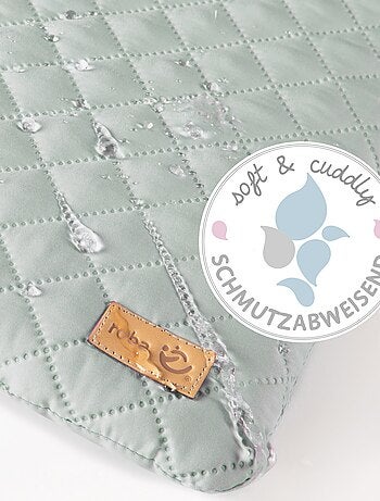 In hoogte verstelbare zeshoekige houten babybox met waterafstotend boxkleed 'roba Style' ROBA