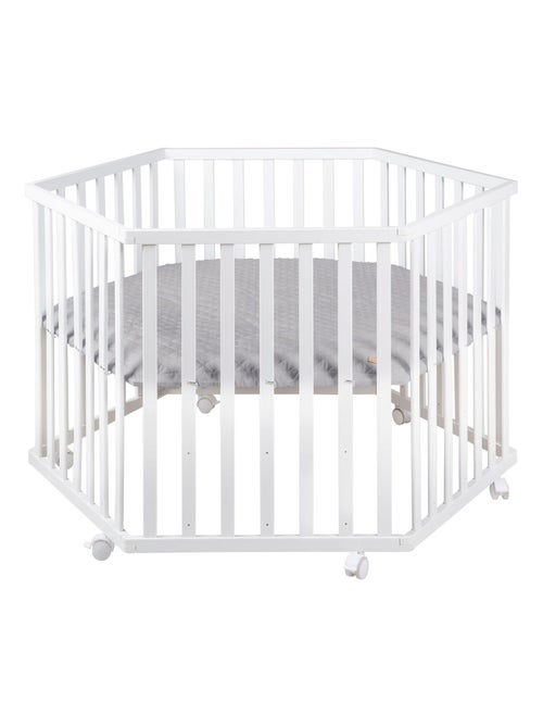 In hoogte verstelbare zeshoekige houten babybox met waterafstotend boxkleed 'roba style' roba - Kiabi
