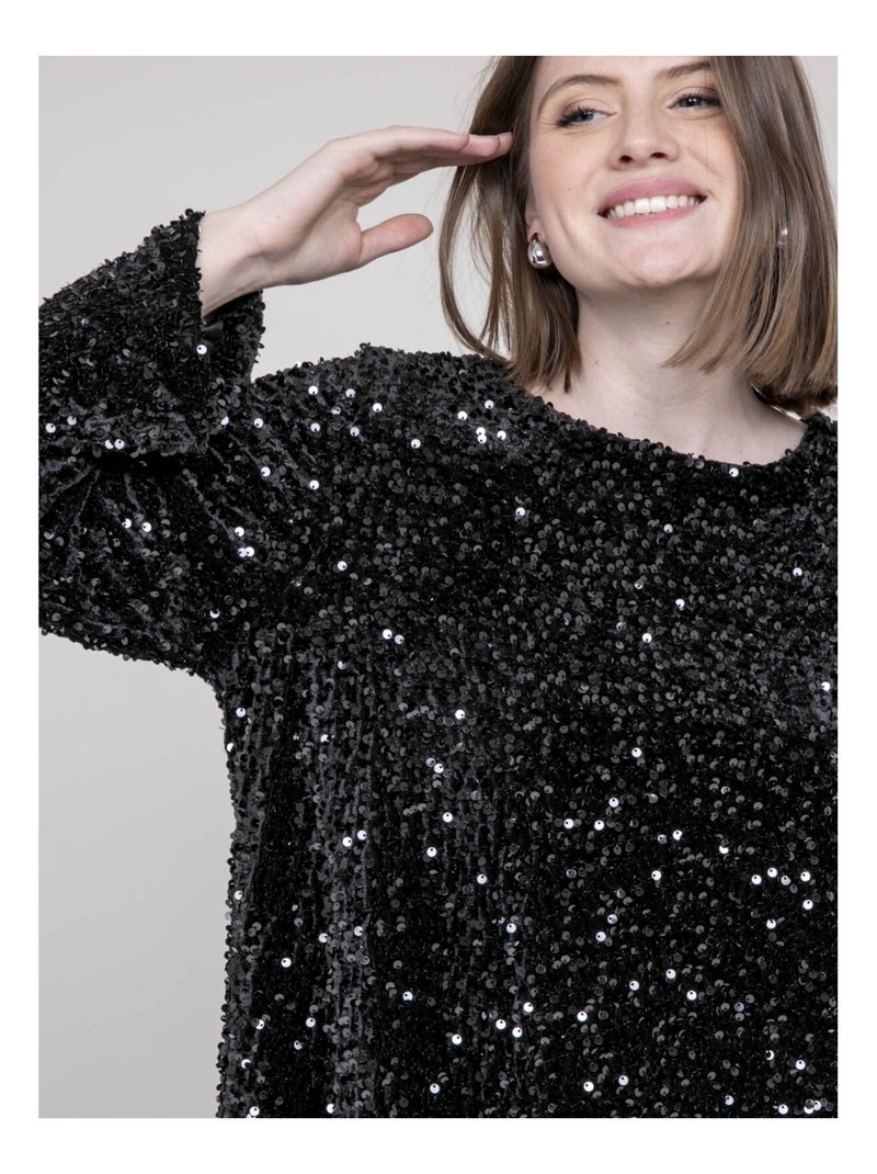 Inazoe mini-jurk met pailletten Zwart - Kiabi