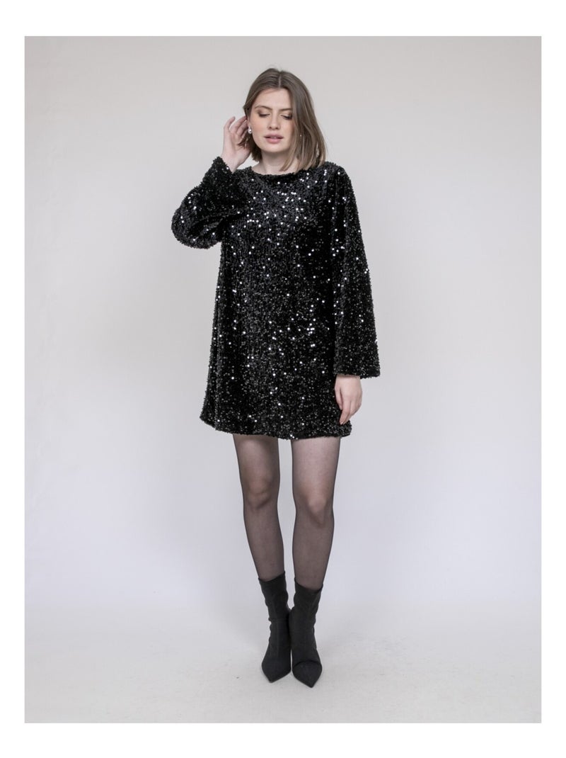 Inazoe mini-jurk met pailletten Zwart - Kiabi