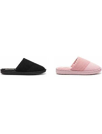INFINITIF PARIS Dames Pantoffels Muiltjes Set 2 Paar Geribbelde Schacht Schuimzool