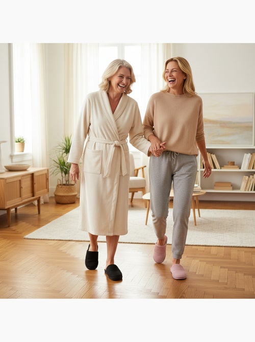 INFINITIF PARIS Dames Pantoffels Muiltjes Set 2 Paar Geribbelde Schacht Schuimzool - Kiabi