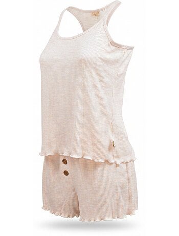 INFINITIF PARIS Ensemble Pyjama Short Femme Débardeur et Short Maille Douce