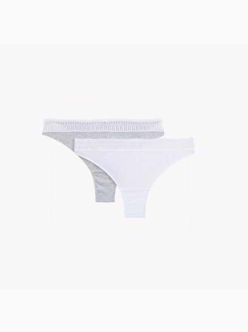 Infinity set van 2 tanga katoen multikleur wit - Kiabi