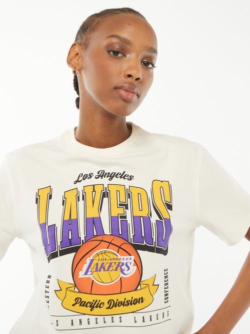 Ingekort T-shirt met korte mouwen 'LA Lakers' - Kiabi