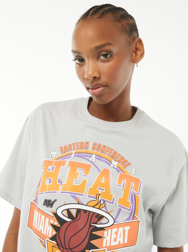 Ingekort T-shirt met korte mouwen 'Miami Heat' grijs - Kiabi
