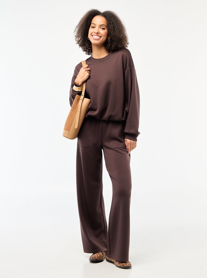 Ingekorte sweater met bollend effect bruin - Kiabi