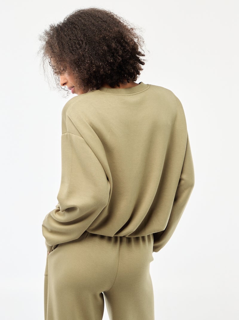 Ingekorte sweater met bollend effect Groen - Kiabi