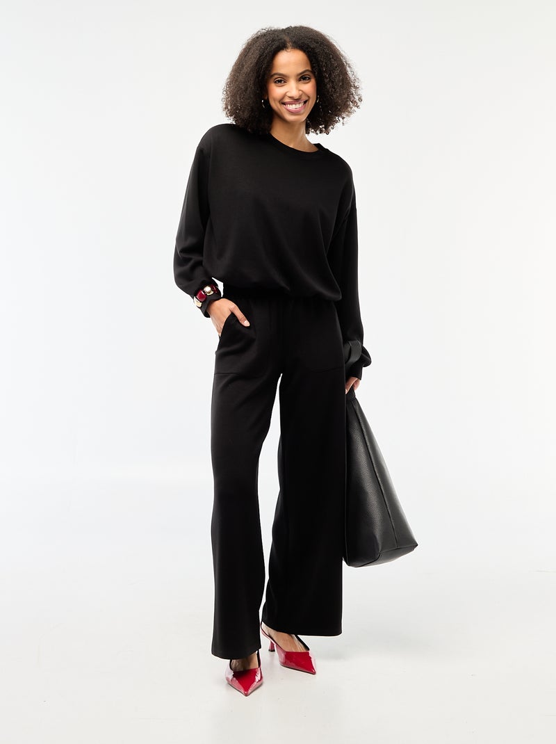 Ingekorte sweater met bollend effect zwart - Kiabi