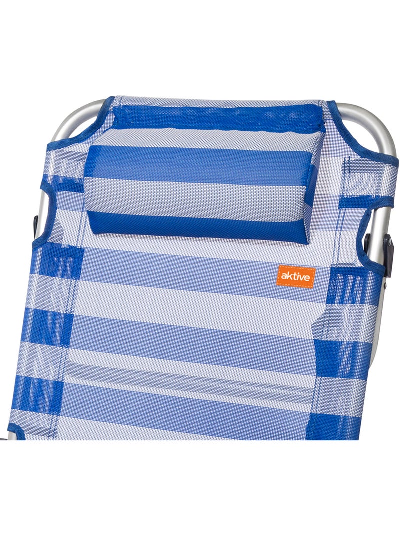 Inklapbare aluminium scheepsstoel met meerdere posities aktive Blauw Wit - Kiabi