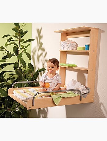 Inklapbare wandaankleedtafel + aankleedkussen 'Dschungelbaby' - ROBA