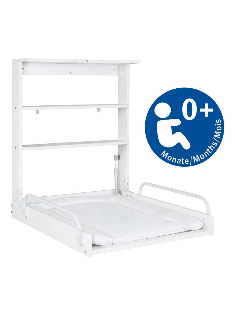 Inklapbare wandaankleedtafel + waterdicht aankleedkussen 'Roba' Wit - Kiabi