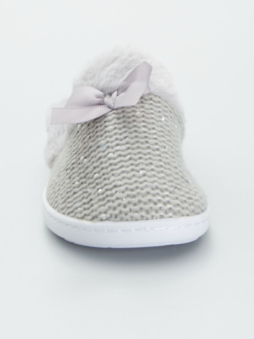 Instappantoffels van glanzend tricot grijs - Kiabi