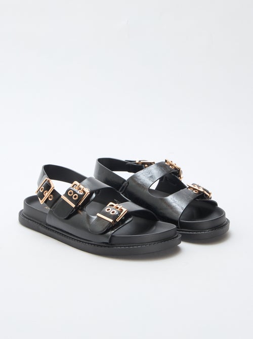 Instappers van imitatieleer met 3 verstelbare riempjes - Kiabi