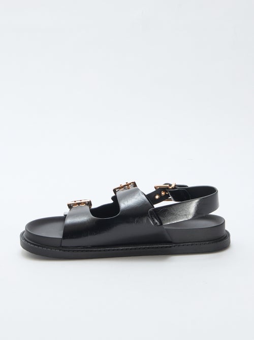 Instappers van imitatieleer met 3 verstelbare riempjes - Kiabi