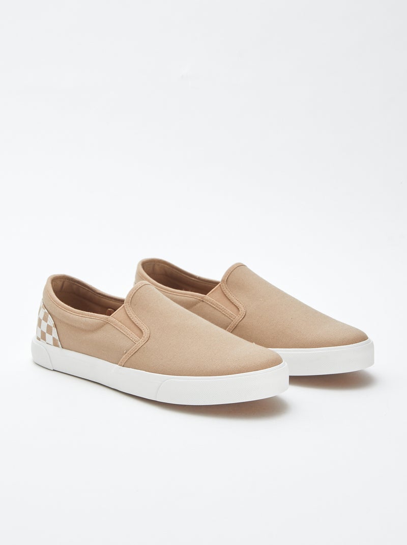 Instapsneakers met dambordpatroon BIEGE - Kiabi