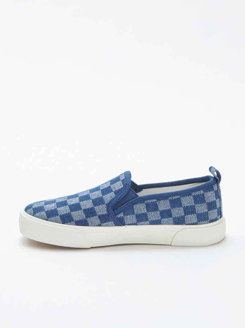 Instapsneakers met ruitjes BLAUW - Kiabi