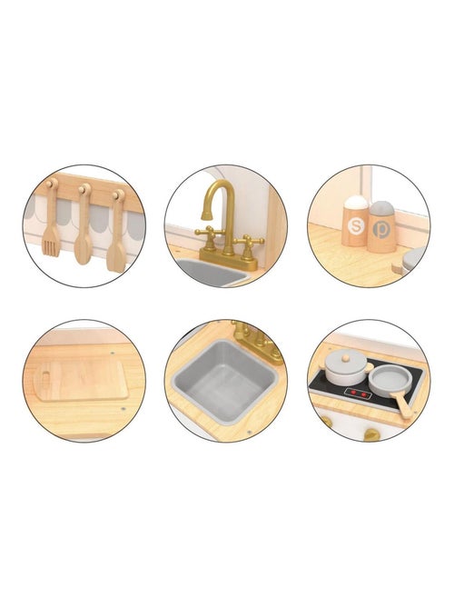 Interactieve houten speelkeuken met koelkast en microgolfoven mamabrum - Kiabi Interactieve houten speelkeuken met koelkast en microgolfoven mamabrum - Kiabi