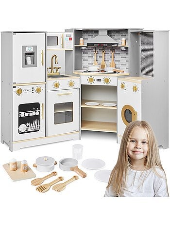 Interactieve houten speelkeuken met led en wasmachine mamabrum