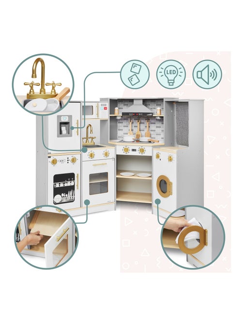 Interactieve houten speelkeuken met led en wasmachine mamabrum - Kiabi Interactieve houten speelkeuken met led en wasmachine mamabrum - Kiabi