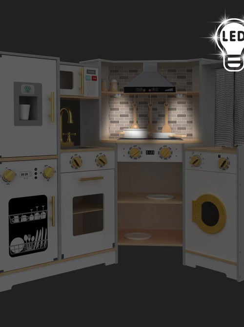 Interactieve houten speelkeuken met led en wasmachine mamabrum - Kiabi Interactieve houten speelkeuken met led en wasmachine mamabrum - Kiabi