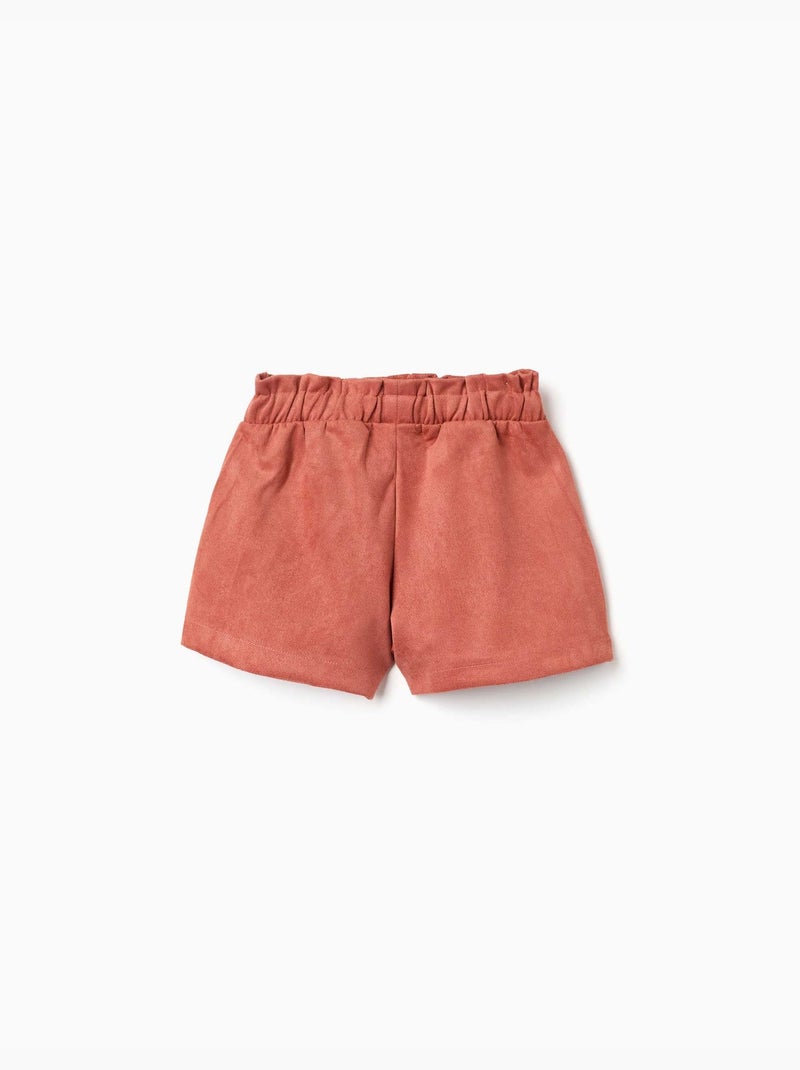 Interlock gebreide shorts met geïntegreerde riem Bruin - Kiabi