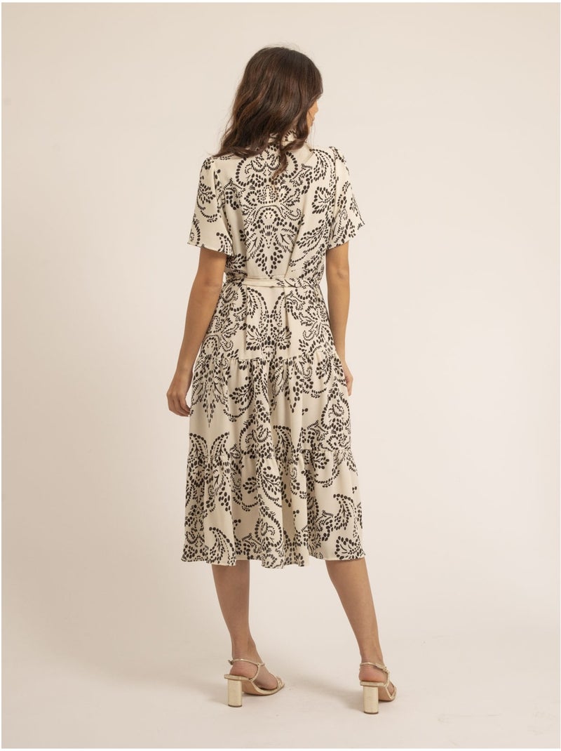 Ionela midi-jurk met patroon Wit - Kiabi