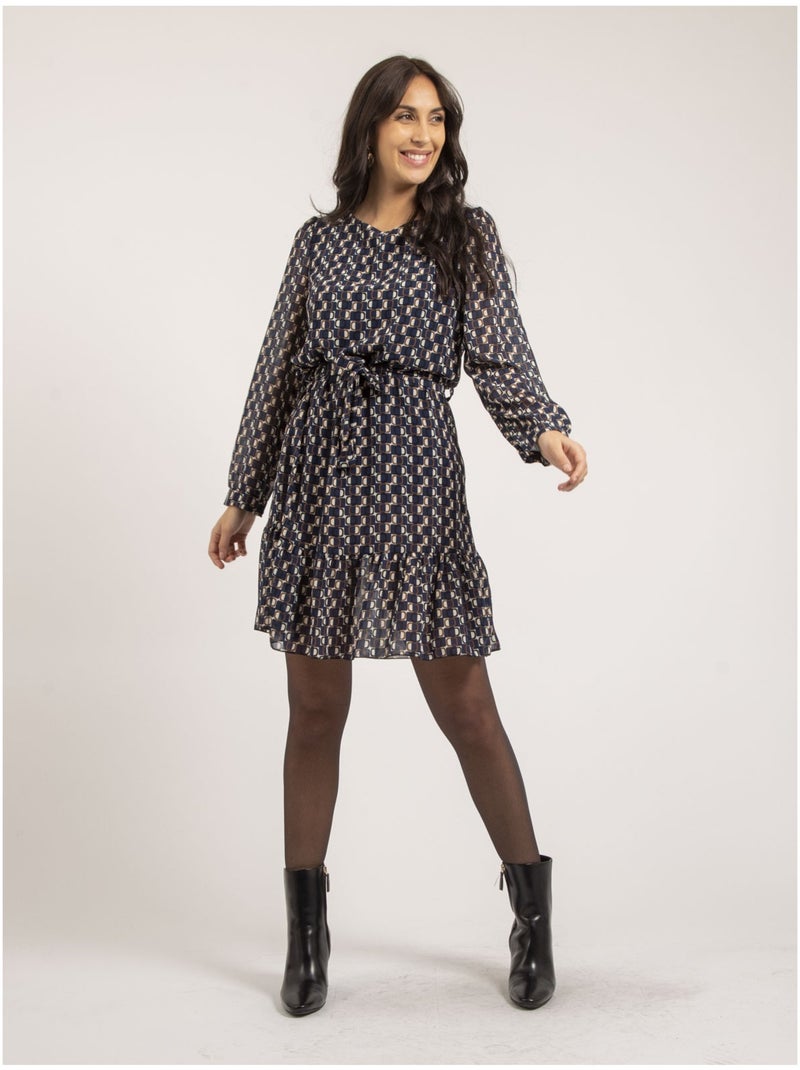 Ipertia korte jurk met patroon Marineblauw - Kiabi