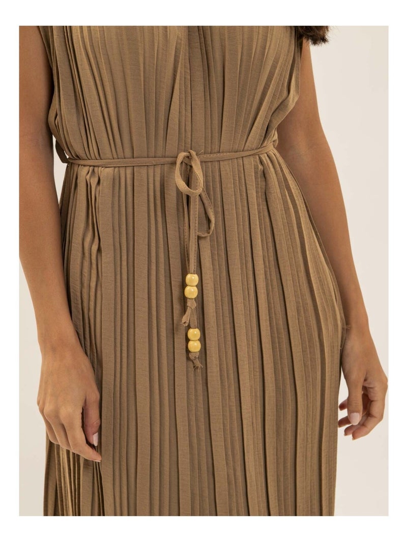 Irove geplooide midi-jurk Beige - Kiabi