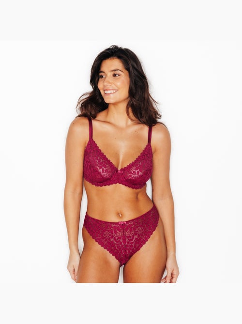 Isadora beha bedekkend kant bordeaux - Kiabi