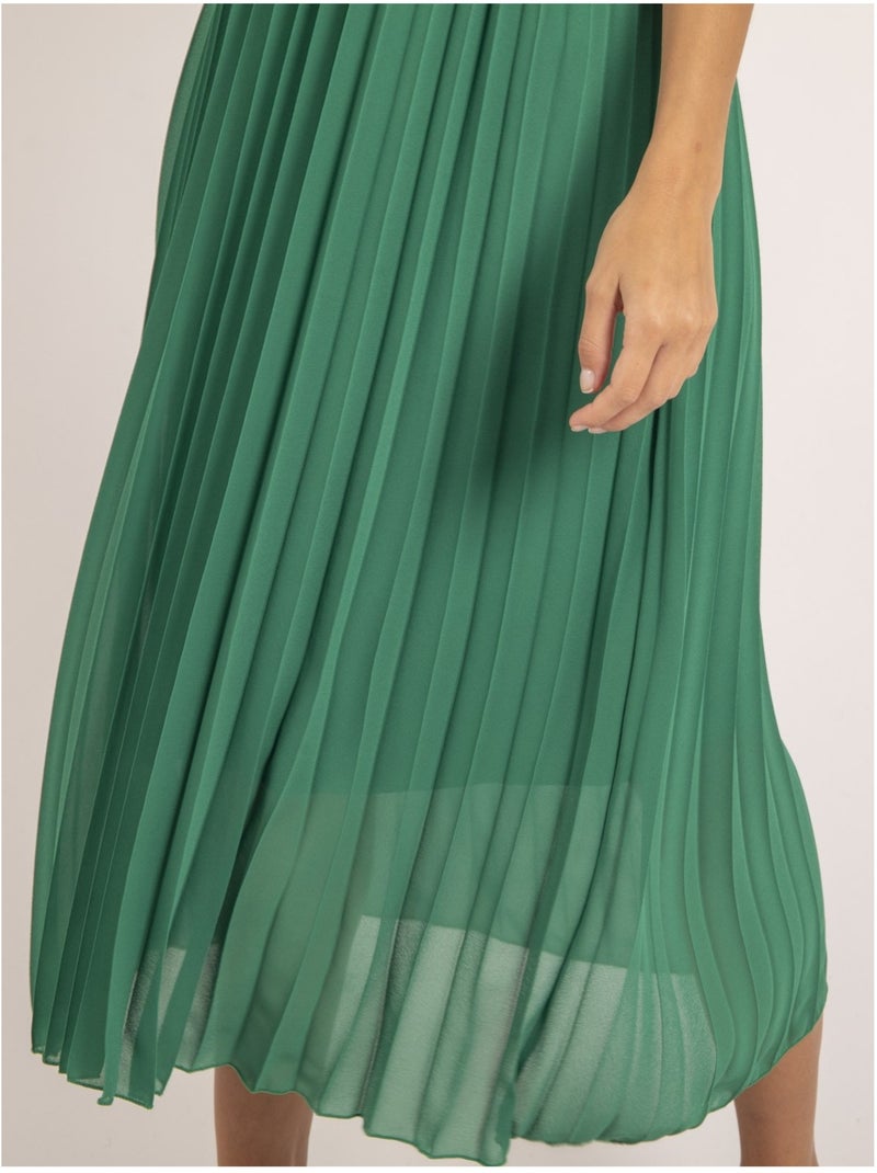 Isala midi-jurk en riem Groen - Kiabi