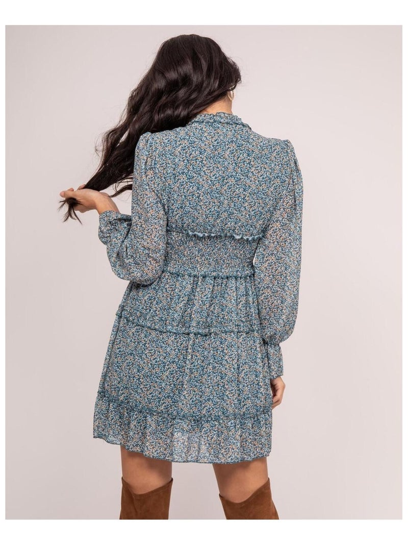 Ismaelle jurk met patroon, kort model Blauw - Kiabi