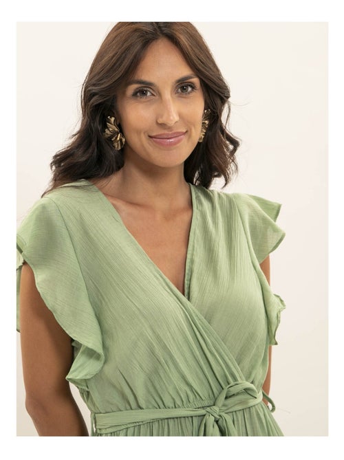Iteria maxi-jurk met wikkelstijl en riem - Kiabi
