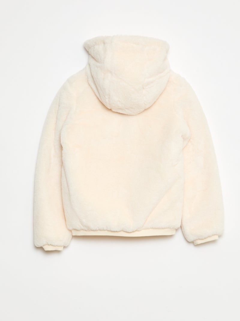 Jack met rits en capuchon van imitatiebont Wit - Kiabi