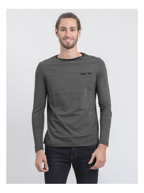 JACOU T-shirt met lange mouwen en ronde hals van puur katoen - Kiabi