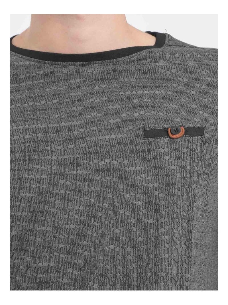 JACOU T-shirt met lange mouwen en ronde hals van puur katoen Kaki - Kiabi