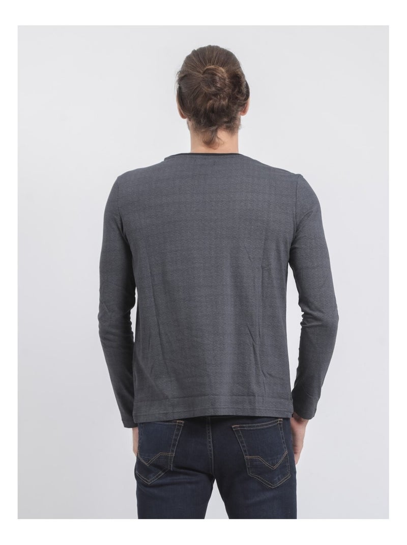 JACOU T-shirt met lange mouwen en ronde hals van puur katoen Marineblauw - Kiabi