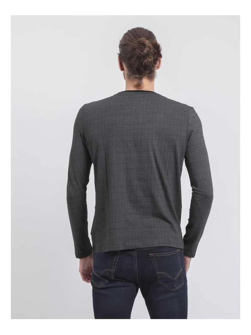 JACOU T-shirt met lange mouwen en ronde hals van puur katoen Zwart - Kiabi