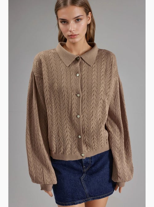 Jacquard cardigan met patroon en knopen my fashion - Kiabi