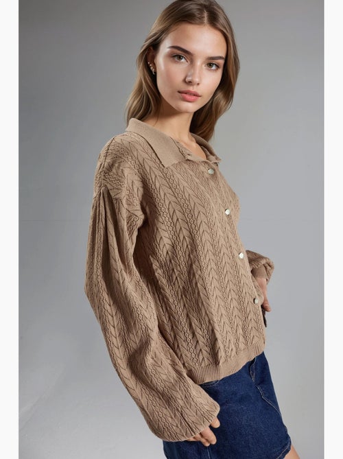 Jacquard cardigan met patroon en knopen my fashion - Kiabi
