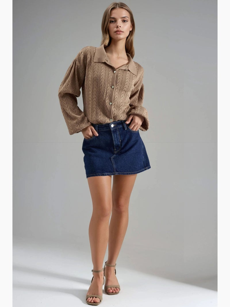 Jacquard cardigan met patroon en knopen my fashion Camel - Kiabi